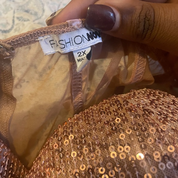 Plus Size Rose Gold Sequin Mini Dress - Picture 5 of 5